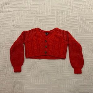 Art Class red cropped button up sweater